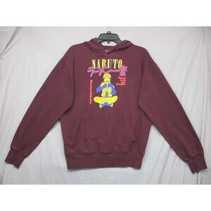 Naruto Maroon Shippuden Pullover Graphic Unisex Hoodie Size Small